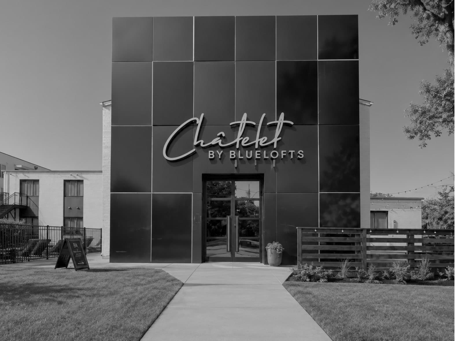 The Châtelet by BlueLofts facade and illuminated wordmark